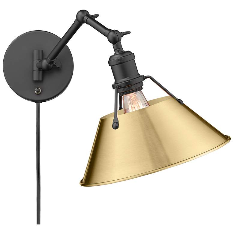 Image 1 Orwell 10" Wide Swing Arm in Matte Black with Brushed Champagne Bronze