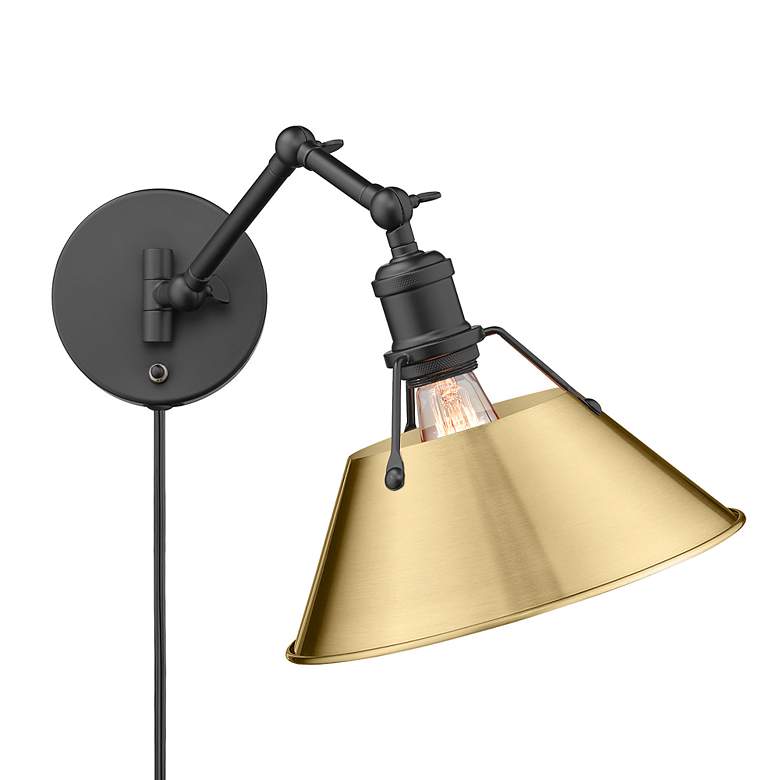 Image 2 Orwell 10" Wide Swing Arm in Matte Black with Brushed Champagne Bronze more views
