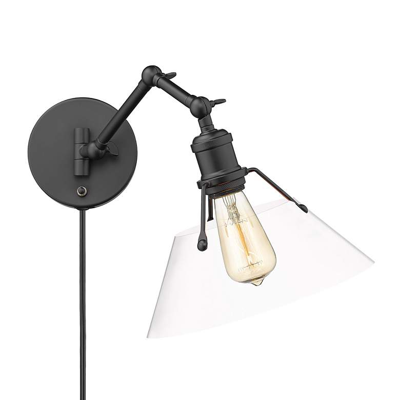 Image 2 Orwell 10" Wide Swing Arm in Matte Black with Clear Glass more views