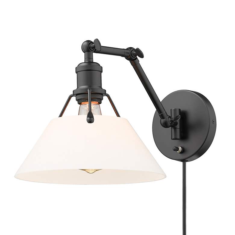 Image 3 Orwell 10" Wide Swing Arm in Matte Black with Opal Glass more views