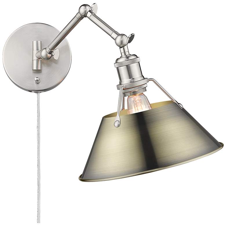 Image 1 Orwell 10" Wide Swing Arm in Pewter with Aged Brass