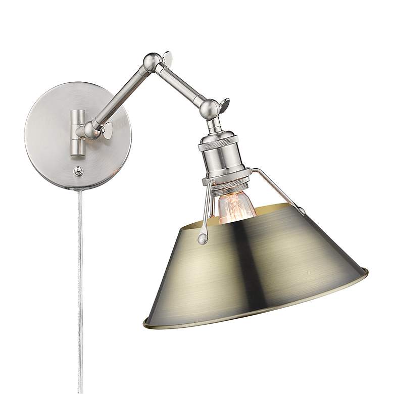 Image 6 Orwell 10" Wide Swing Arm in Pewter with Aged Brass more views