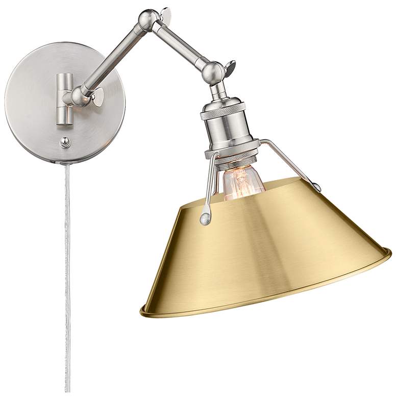 Image 1 Orwell 10" Wide Swing Arm in Pewter with Brushed Champagne Bronze