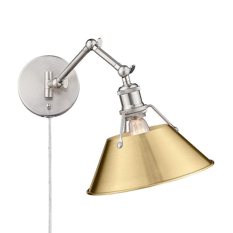 Image 2 Orwell 10" Wide Swing Arm in Pewter with Brushed Champagne Bronze more views