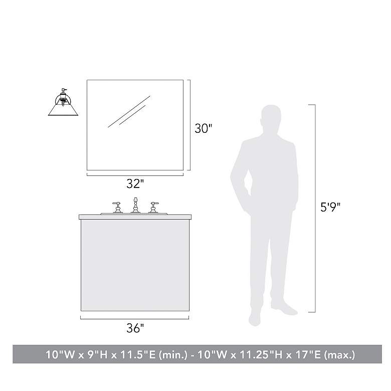 Image 4 Orwell 10" Wide Swing Arm in Pewter with Clear Glass more views