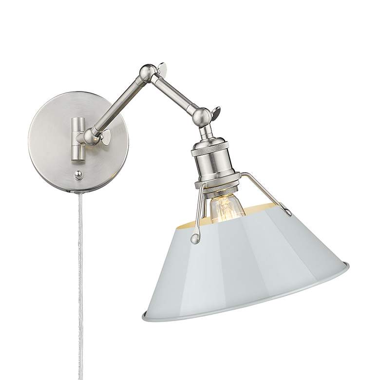Image 2 Orwell 10" Wide Swing Arm in Pewter with Dusky Blue more views