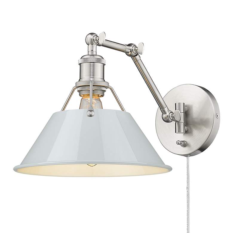 Image 3 Orwell 10" Wide Swing Arm in Pewter with Dusky Blue more views
