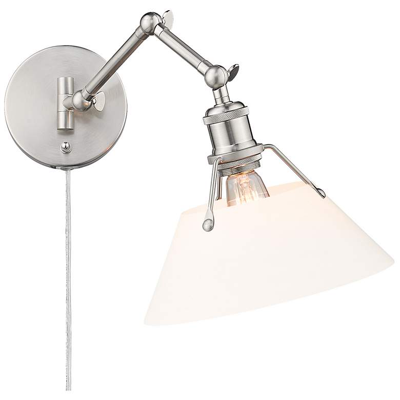 Image 1 Orwell 10" Wide Swing Arm in Pewter with Opal Glass