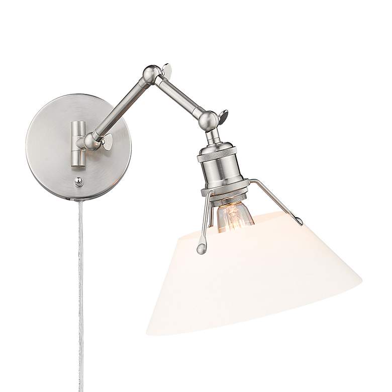 Image 2 Orwell 10" Wide Swing Arm in Pewter with Opal Glass more views