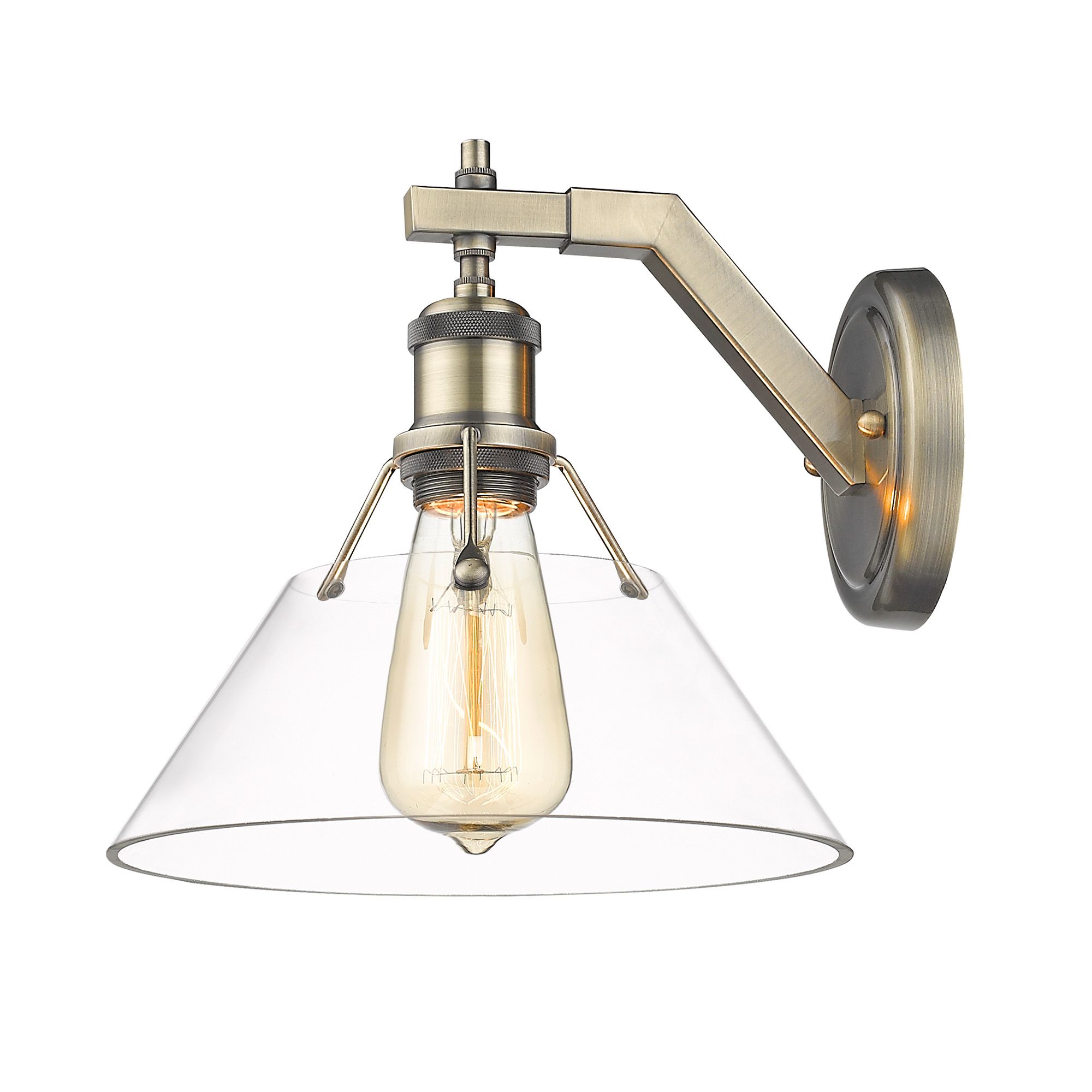 Image 3 Orwell 10" Wide Wall Sconce in Aged Brass with Clear Glass more views