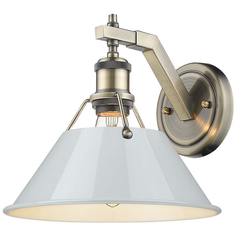 Image 1 Orwell 10" Wide Wall Sconce in Aged Brass with Dusky Blue