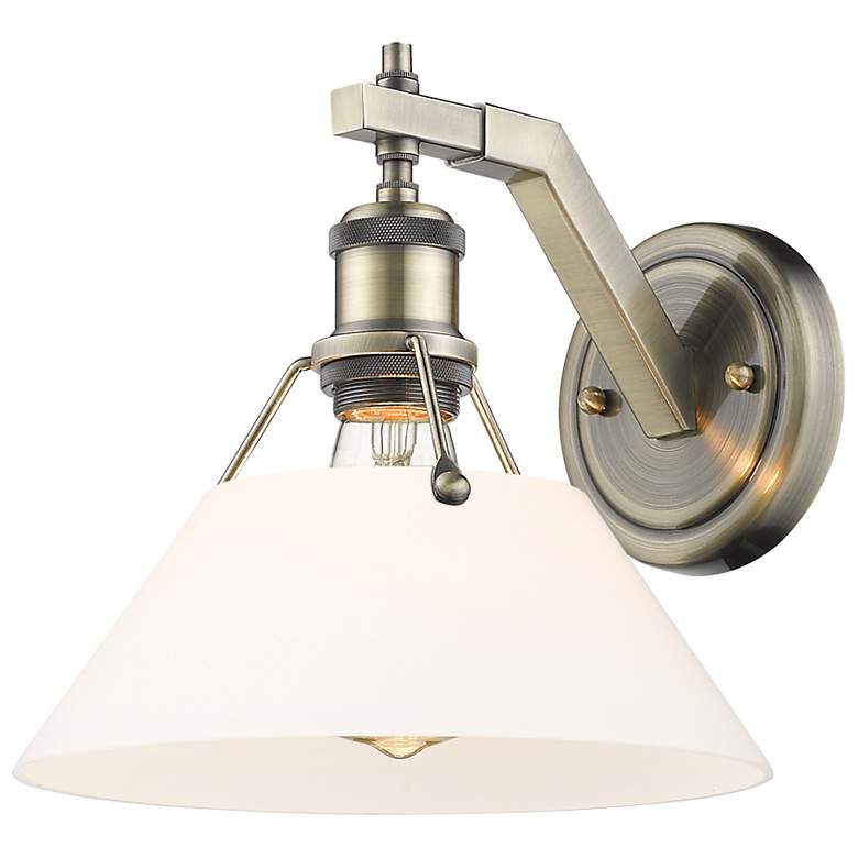 Image 1 Orwell 10" Wide Wall Sconce in Aged Brass with Opal Glass