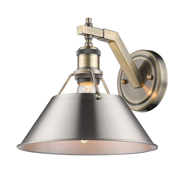 Image 2 Orwell 10" Wide Wall Sconce in Aged Brass with Pewter more views