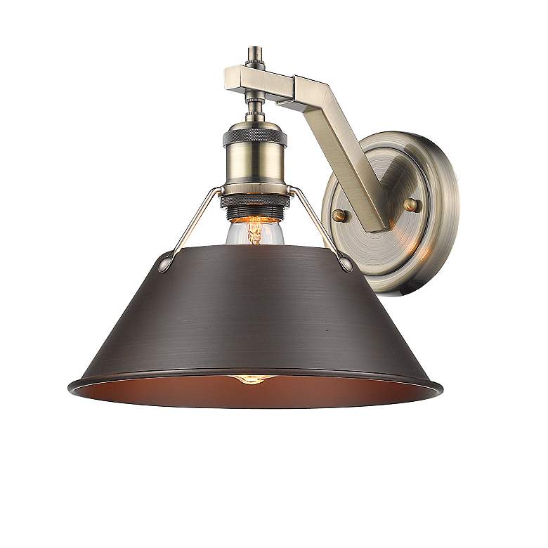 Image 2 Orwell 10" Wide Wall Sconce in Aged Brass with Rubbed Bronze more views
