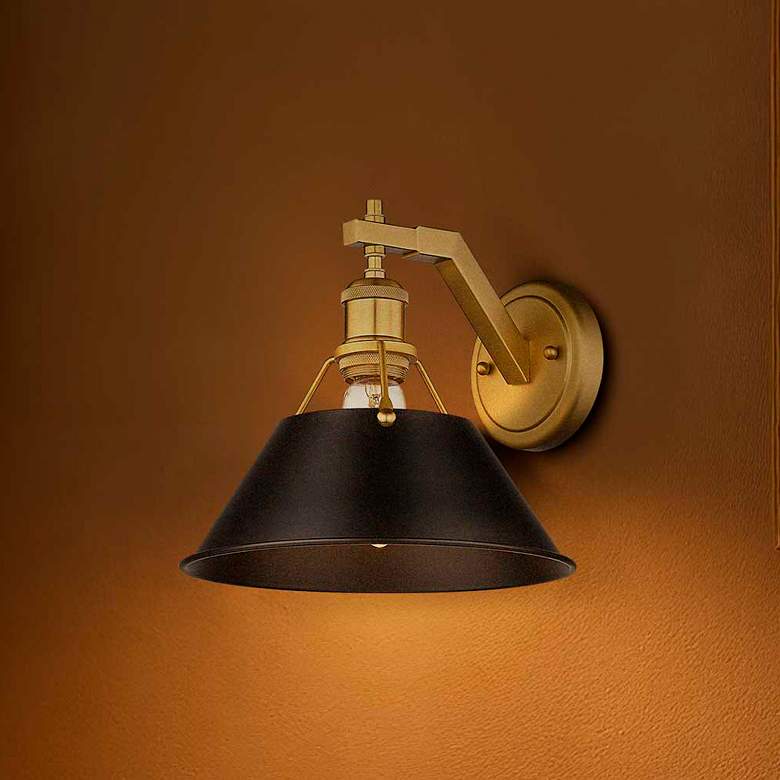 Image 1 Orwell 10" Wide Wall Sconce in Brushed Champagne Bronze with Matte Bla