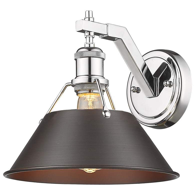 Image 1 Orwell 10" Wide Wall Sconce in Chrome with Rubbed Bronze