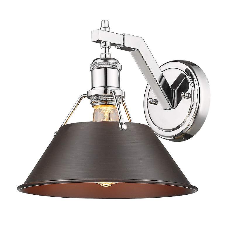 Image 2 Orwell 10" Wide Wall Sconce in Chrome with Rubbed Bronze more views