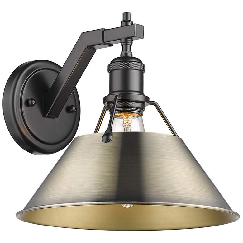 Image 1 Orwell 10" Wide Wall Sconce in Matte Black with Aged Brass