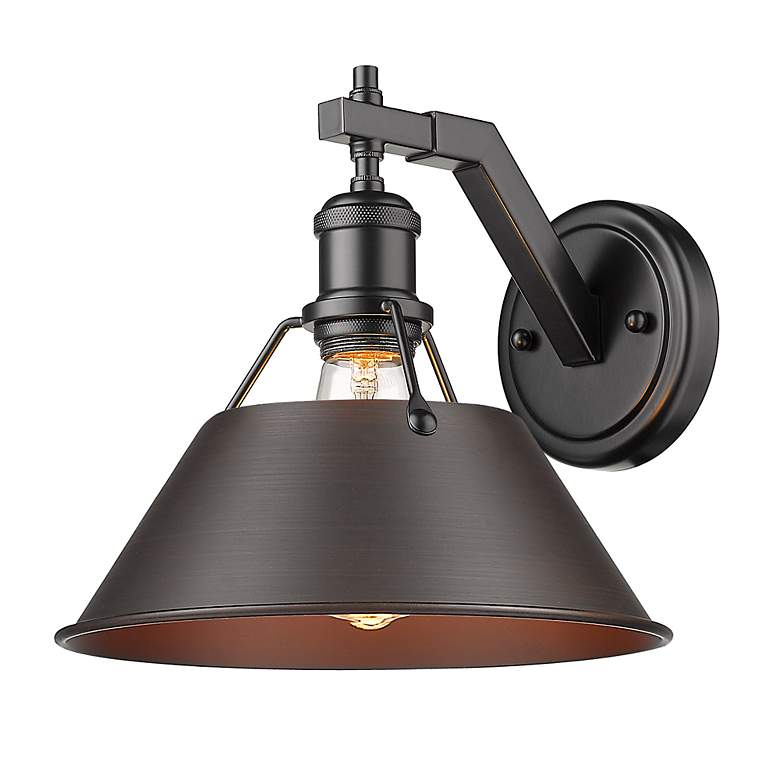 Image 2 Orwell 10" Wide Wall Sconce in Matte Black with Rubbed Bronze more views