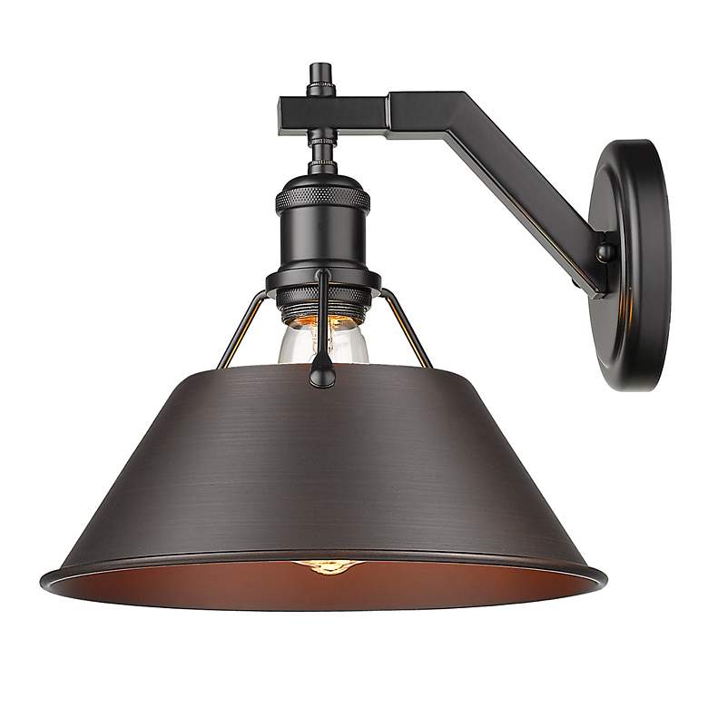 Image 3 Orwell 10" Wide Wall Sconce in Matte Black with Rubbed Bronze more views
