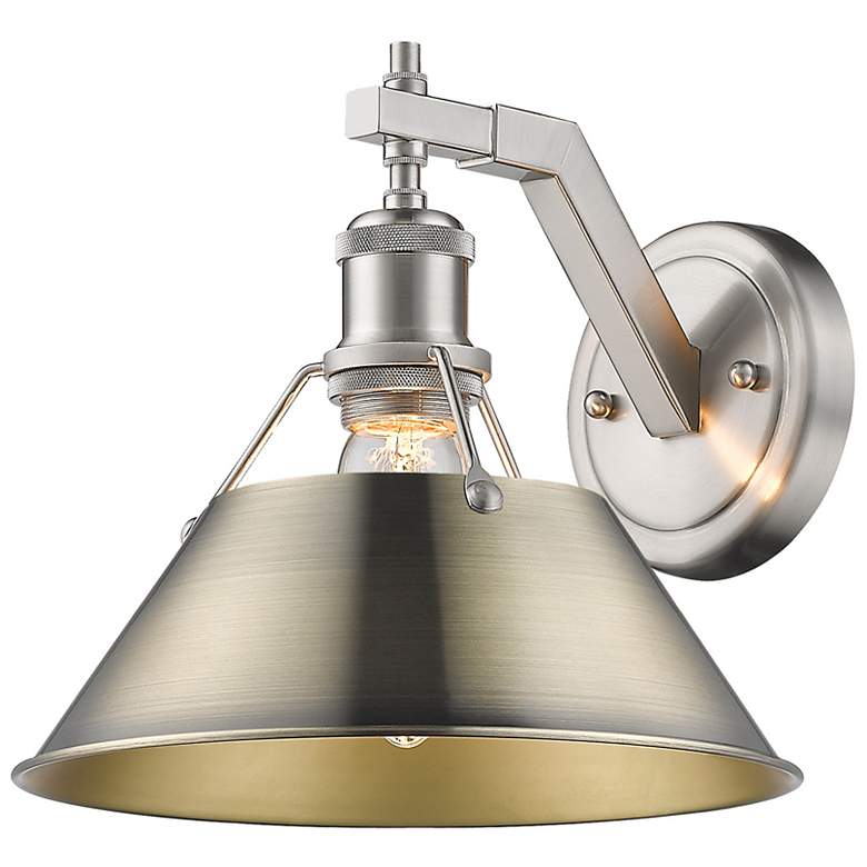 Image 1 Orwell 10" Wide Wall Sconce in Pewter with Aged Brass