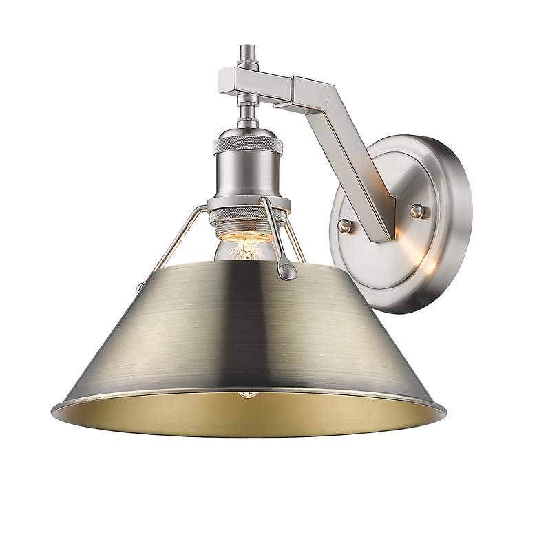 Image 2 Orwell 10" Wide Wall Sconce in Pewter with Aged Brass more views