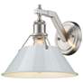 Thumbnail1 of Orwell 10" Wide Wall Sconce in Pewter with Dusky Blue
