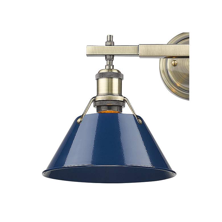 Image 2 Orwell 10"H Aged Brass 2-Light Wall Sconce with Navy Shade more views