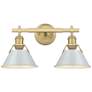 1_Orwell 10"H Champagne Bronze 2-Light Sconce w/ Dusky Blue