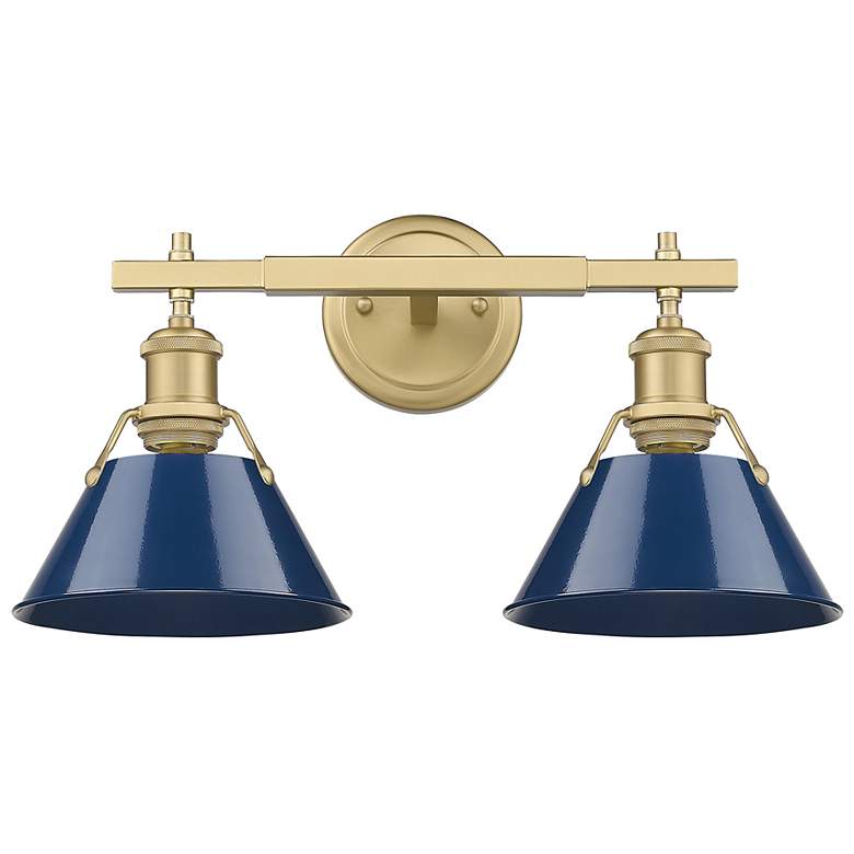 Image 1 Orwell 10"H Champagne Bronze 2-Light Sconce w/ Matte Navy