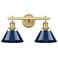 Orwell 10"H Champagne Bronze 2-Light Sconce w/ Matte Navy