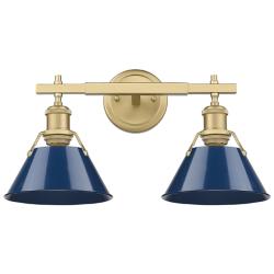 Orwell 10"H Champagne Bronze 2-Light Sconce w/ Matte Navy