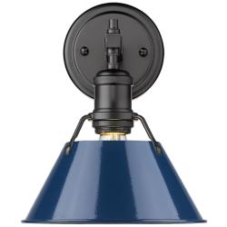 Orwell 10"H Matte Black Metal Wall Sconce with Navy Shade