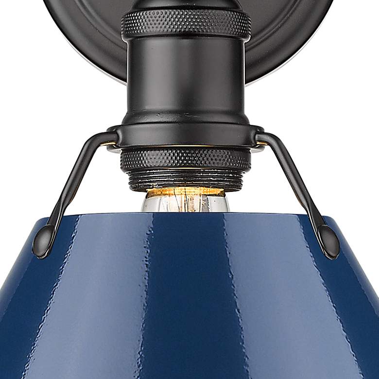 Image 2 Orwell 10"H Matte Black Metal Wall Sconce with Navy Shade more views