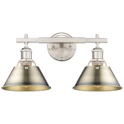 Orwell 10"H Pewter 2-Light Wall Sconce w/ Aged Brass Shade