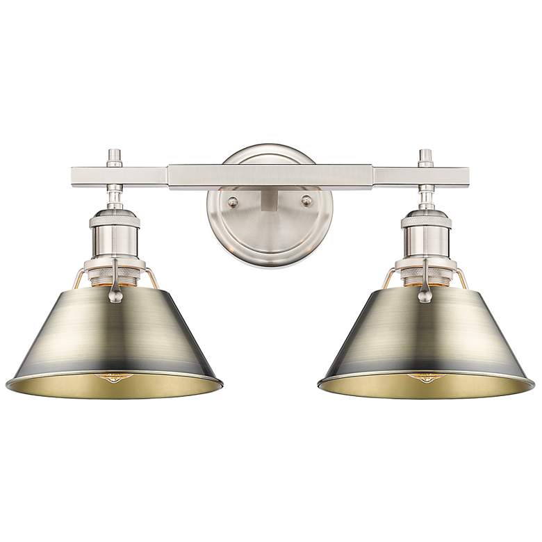 Image 2 Orwell 10"H Pewter 2-Light Wall Sconce w/ Aged Brass Shade more views