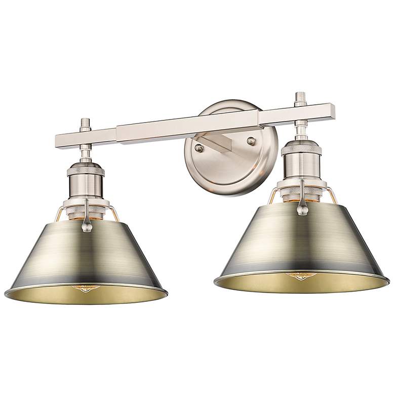 Image 3 Orwell 10"H Pewter 2-Light Wall Sconce w/ Aged Brass Shade more views