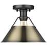 1_Orwell 10"W Matte Black and Aged Brass Ceiling Light