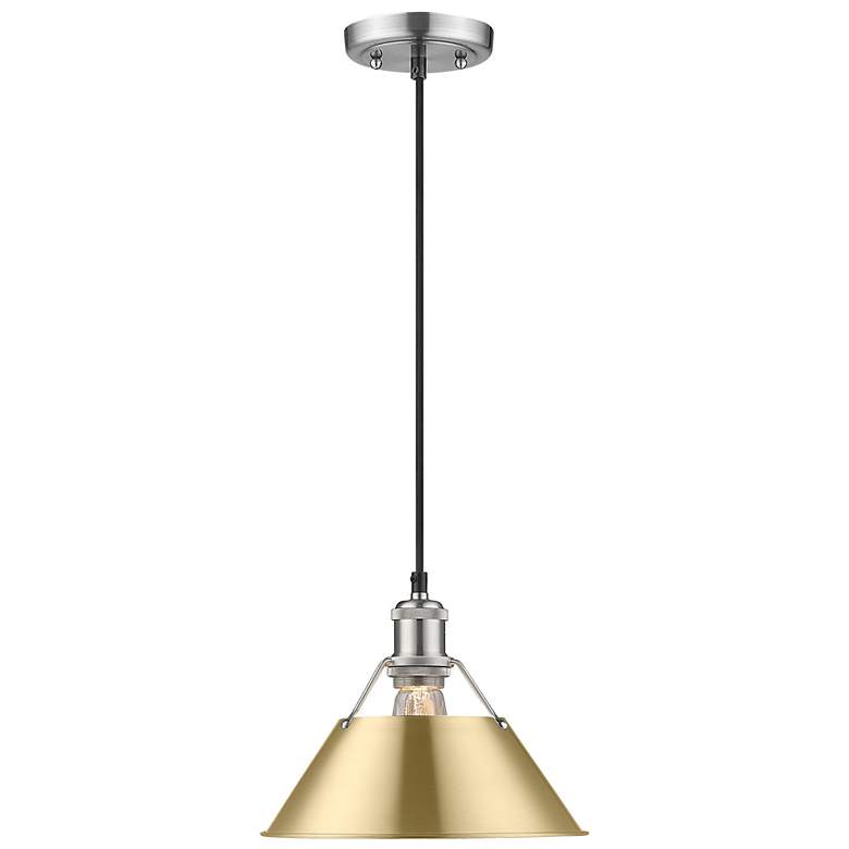 Image 1 Orwell 10"W Pewter w/ Brushed Champagne Bronze Mini Pendant