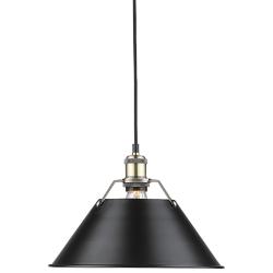 Orwell 14&quot; Wide Aged Brass 1-Light Pendant With Black Shade
