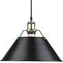 Orwell 14" Wide Aged Brass 1-Light Pendant With Black Shade