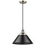Orwell 14" Wide Aged Brass 1-Light Pendant With Black Shade