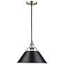 1_Orwell 14" Wide Aged Brass Pendant Light with Black Shade