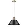 2_Orwell 14" Wide Aged Brass Pendant Light with Black Shade more views