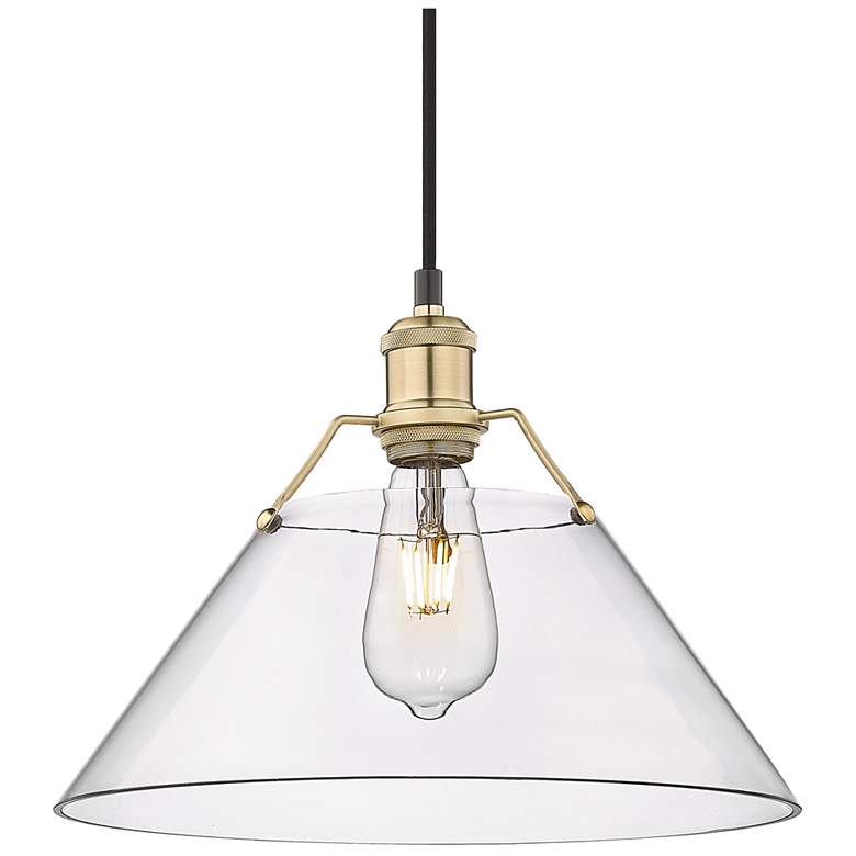 Image 1 Orwell 14 inch Wide Brushed Champagne Bronze 1-Light Pendant With Clear Gl