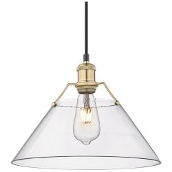Orwell 14&quot; Wide Brushed Champagne Bronze 1-Light Pendant With Clear Gl