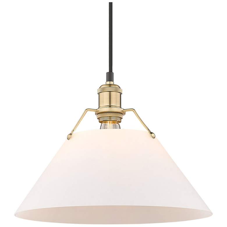 Image 1 Orwell 14 inch Wide Brushed Champagne Bronze 1-Light Pendant With Opal Gla