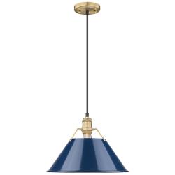 Orwell 14" Wide Champagne Bronze Pendant Light w/ Navy Shade