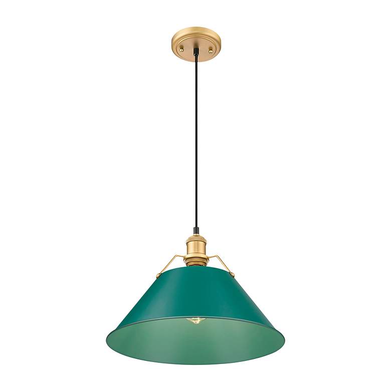 Image 2 Orwell 14" Wide Large Pendant in Brushed Champagne Bronze with Pine Gr more views