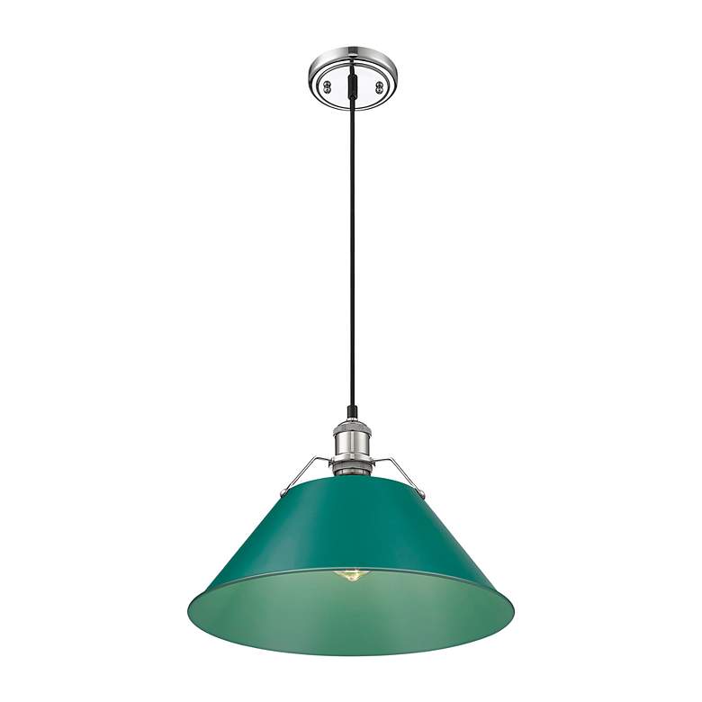 Image 2 Orwell 14" Wide Large Pendant in Chrome with Pine Green more views